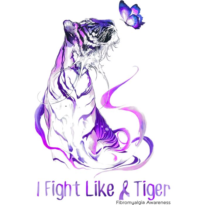 Fibromyalgia Awareness Warrior Ribbon I Fight Like A Tiger T Shirt Thumbnail