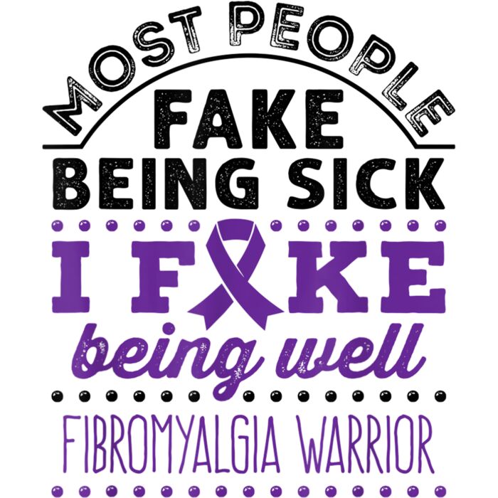 Fibromyalgia Warrior Awareness Purple Ribbon Fake Being Well T Shirt Thumbnail