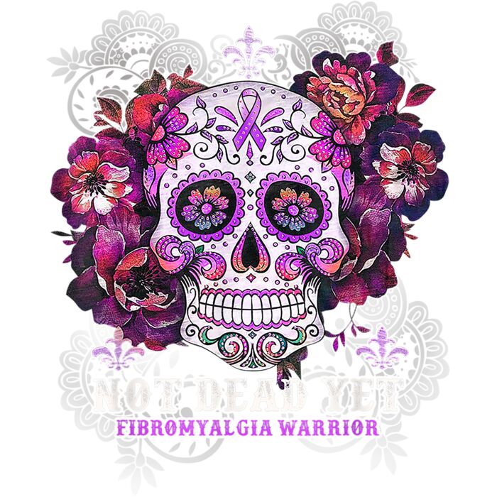 Not Dead Yet Fibromyalgia Awareness Skull Flower Gift T Shirt Thumbnail