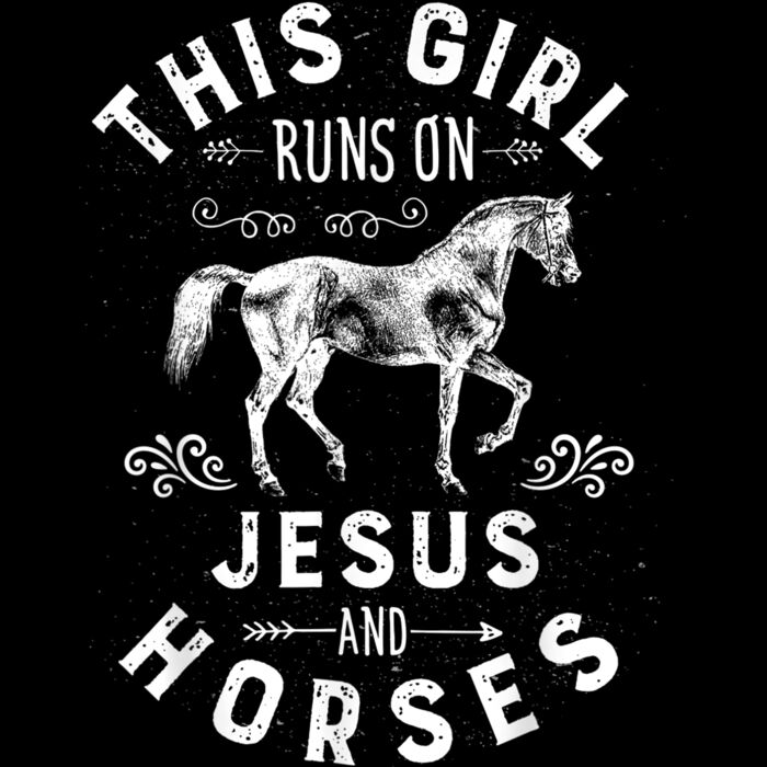This Girl Runs On Jesus And Horses T Shirt Horse Women Gifts Thumbnail