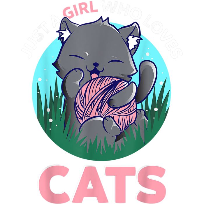 Just A Girl Who Loves Cats Gift Kids Women Cat Mama Mom T Shirt Thumbnail