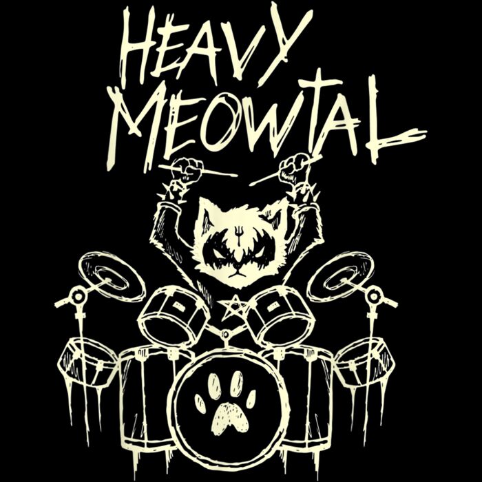 Heavy Metal Headbanger Gift Drummer Cat Playing Drum Meowtal T Shirt Thumbnail