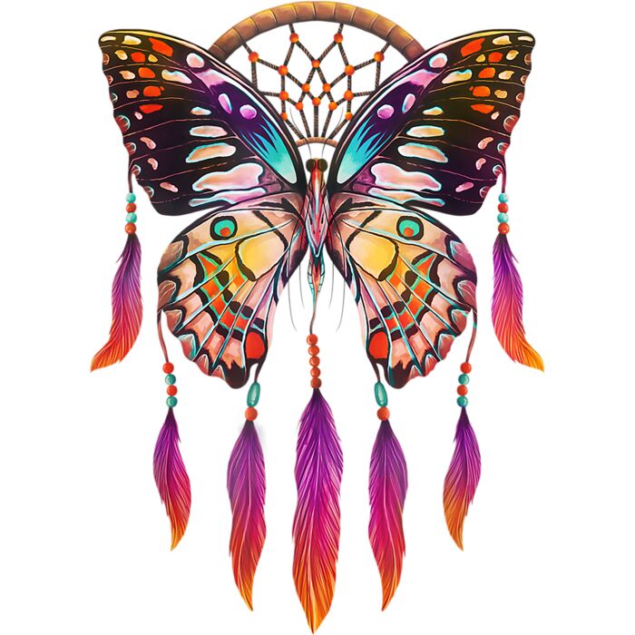 Dreamcatcher Butterfly Feathers Boho Native American T Shirt T Shirt Thumbnail
