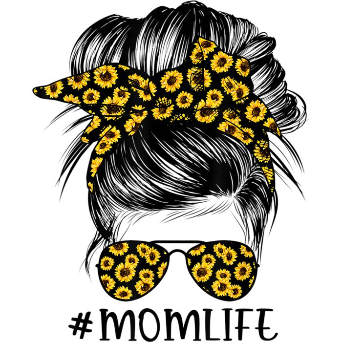 Sunflowers Mom Life Messy Bun Hair Sunglasses Mothers Day T Shirt Thumbnail