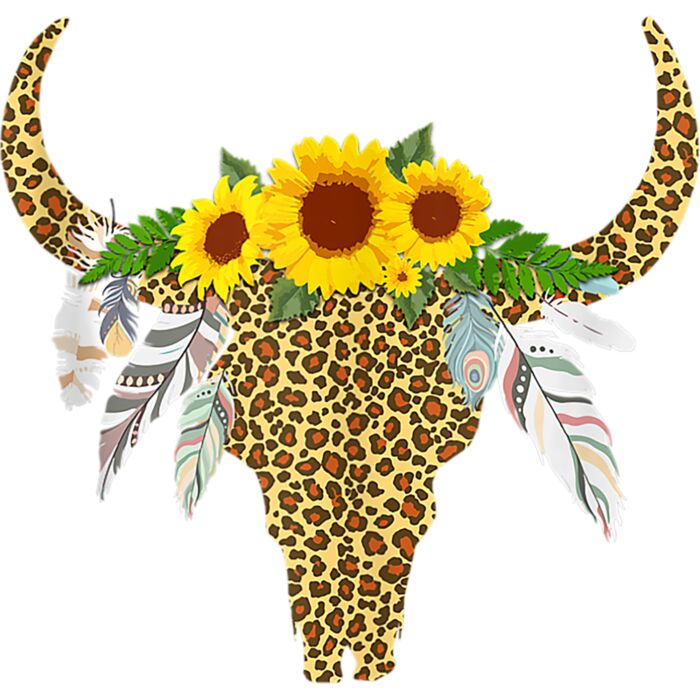 Sunflower with Cow Bull Skull Leopard and Feather Tank Top Thumbnail