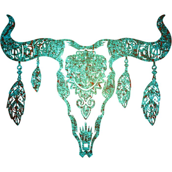 Boho Cow Skull   Fun Country And Western Look T Shirt Thumbnail