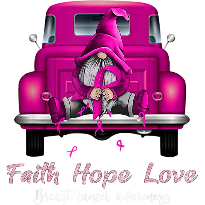 Gnome Truck Breast Cancer Awareness Faith Hope Love T Shirt Thumbnail