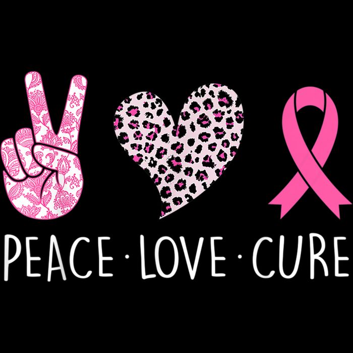 Peace Love Cure Heart Pink Ribbon Breast Cancer Awareness T Shirt Thumbnail