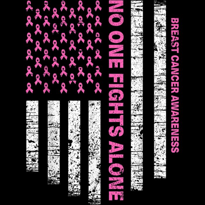 No One Fights Alone USA Flag Breast Cancer Awareness T Shirt Thumbnail