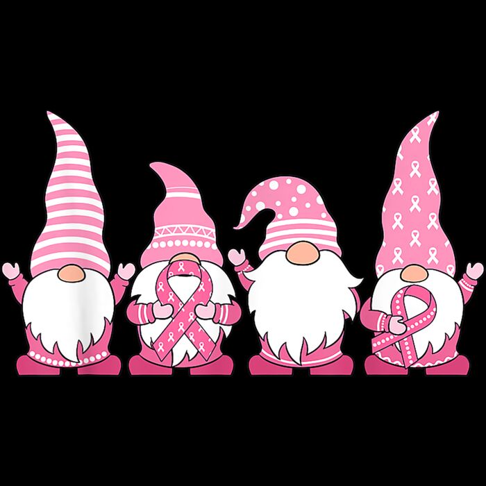 Gnomes Breast Cancer Awareness Peace Lover Gift Women Girl T Shirt Thumbnail
